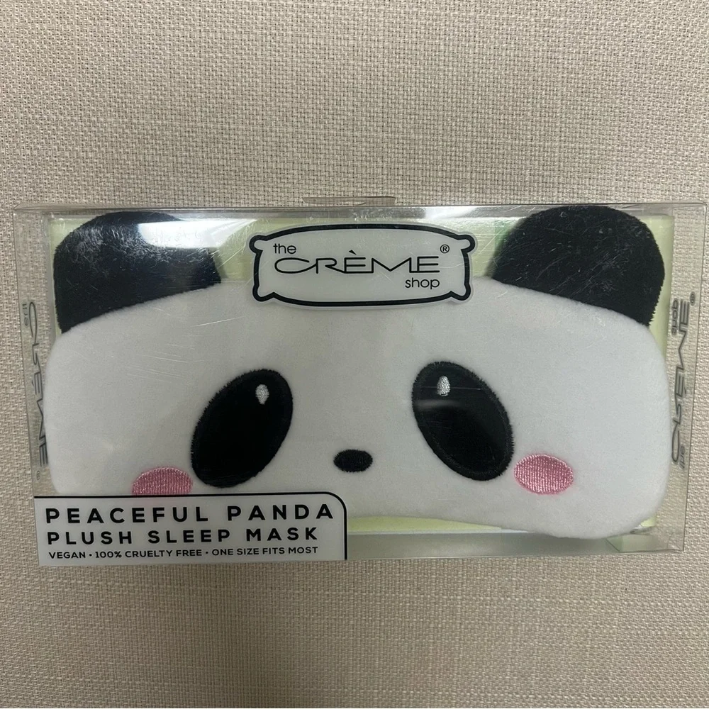 NWT The Créme Shop Peaceful Panda Plush Sleep Mask White and Black Soft Beauty